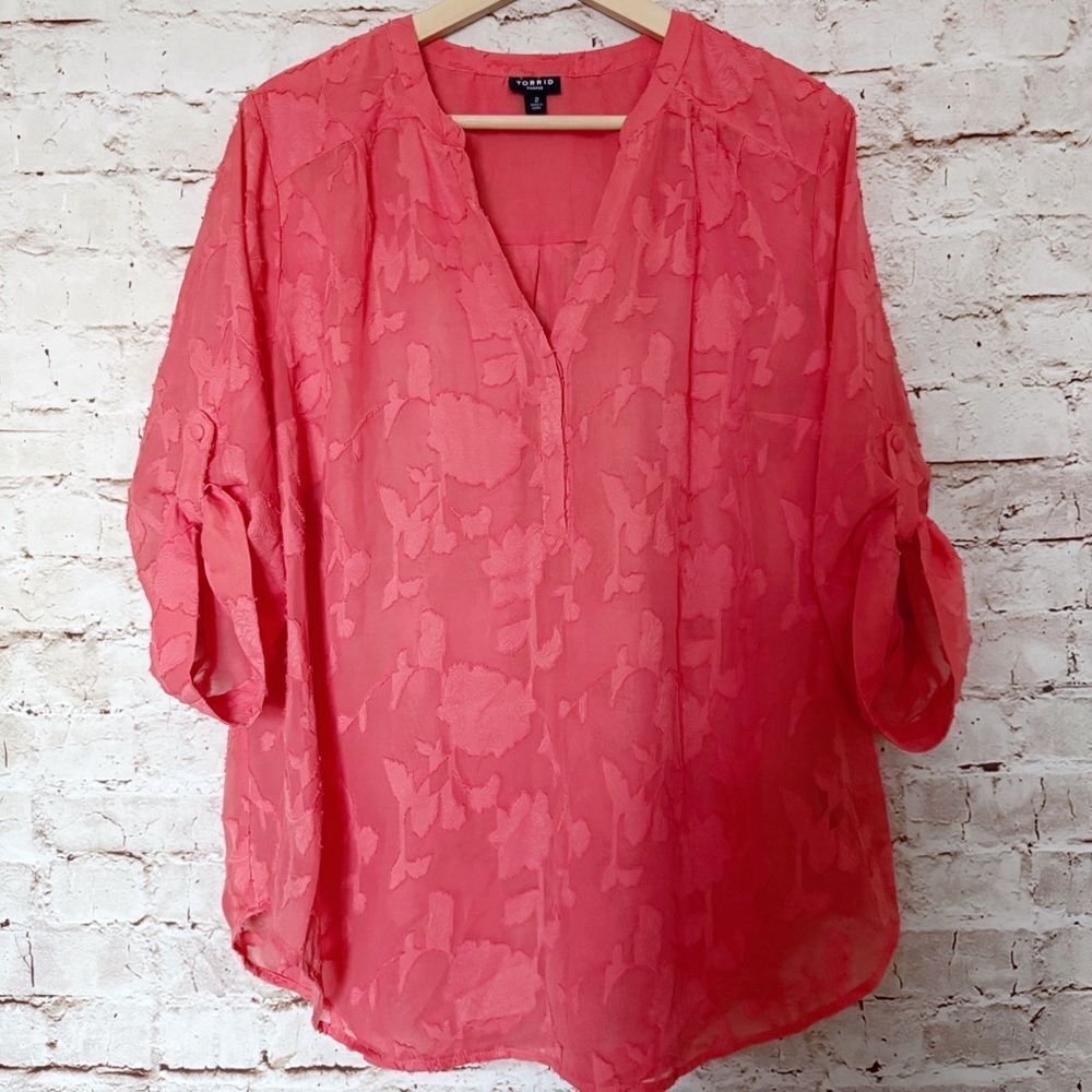 Torrid textured floral chiffon blouse